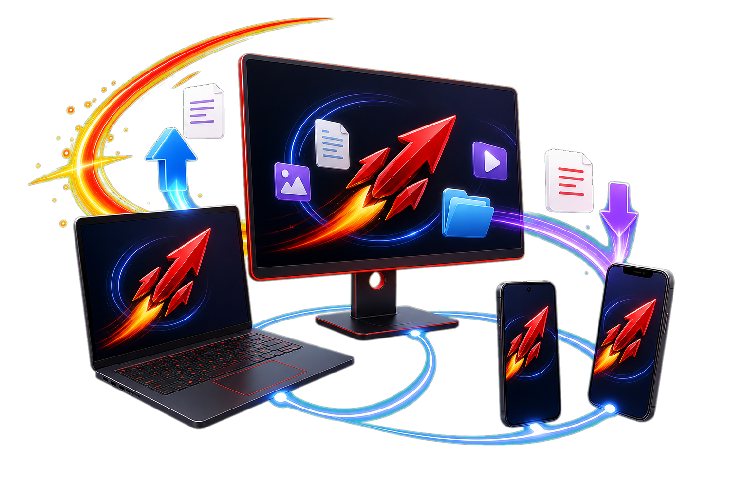 Transferencia de arquivos Nitro entre PC Android e iPhone